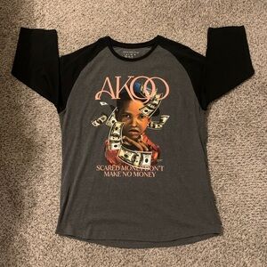Akoo Black and Gray Long Baseball Tee